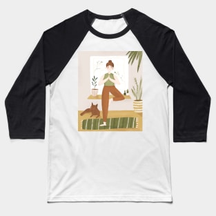 Girl doing yoga with her pet Baseball T-Shirt